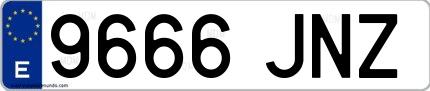 Ejemplo de matrícula española 9666 JNZ