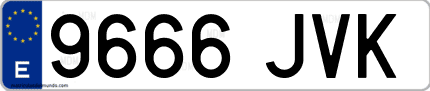 Ejemplo de matrícula de coche ordinaria 9666 JVK