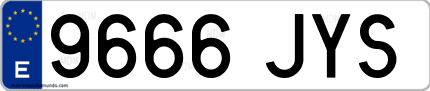Ejemplo de matrícula de coche ordinaria 9666 JYS