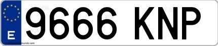Ejemplo de matrícula española 9666 KNP
