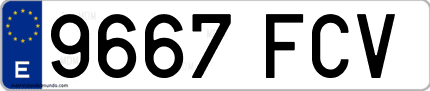 Ejemplo de matrícula de coche ordinaria 9667 FCV