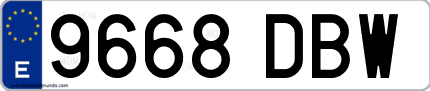 Ejemplo de matrícula de coche ordinaria 9668 DBW
