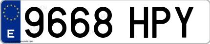 Ejemplo de matrícula española 9668 HPY