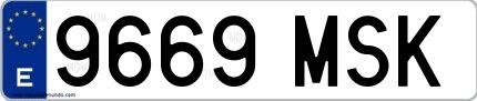 Ejemplo de matrícula española 9669 MSK