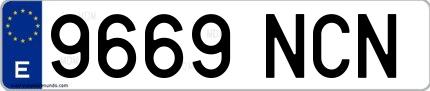 Ejemplo de matrícula española 9669 NCN