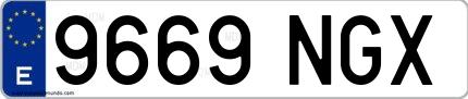 Ejemplo de matrícula española 9669 NGX