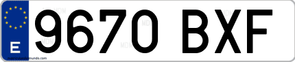 Ejemplo de matrícula de coche ordinaria 9670 BXF