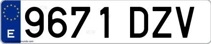 Ejemplo de matrícula española 9671 DZV