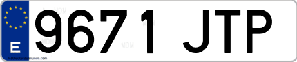 Ejemplo de matrícula de coche ordinaria 9671 JTP