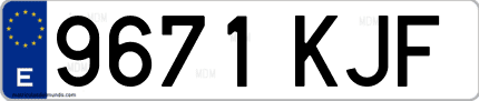 Ejemplo de matrícula de coche ordinaria 9671 KJF