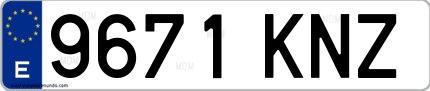Ejemplo de matrícula española 9671 KNZ