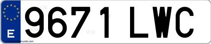 Ejemplo de matrícula española 9671 LWC