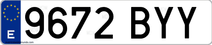 Ejemplo de matrícula de coche ordinaria 9672 BYY