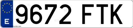 Ejemplo de matrícula de coche ordinaria 9672 FTK