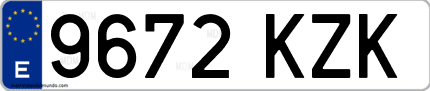 Ejemplo de matrícula de coche ordinaria 9672 KZK