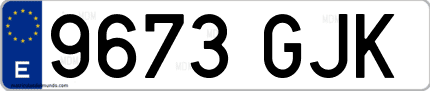 Ejemplo de matrícula de coche ordinaria 9673 GJK