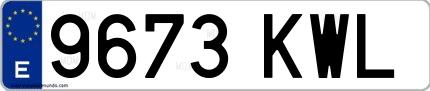 Ejemplo de matrícula española 9673 KWL