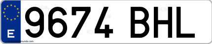 Ejemplo de matrícula de coche ordinaria 9674 BHL