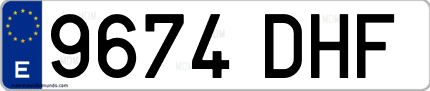Ejemplo de matrícula de coche ordinaria 9674 DHF