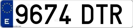 Ejemplo de matrícula española 9674 DTR