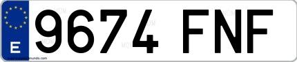 Ejemplo de matrícula española 9674 FNF
