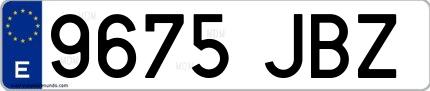Ejemplo de matrícula española 9675 JBZ
