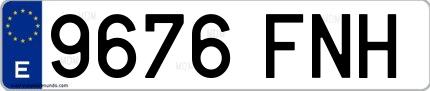 Ejemplo de matrícula española 9676 FNH