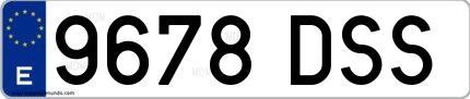 Ejemplo de matrícula española 9678 DSS