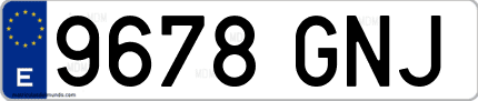 Ejemplo de matrícula de coche ordinaria 9678 GNJ