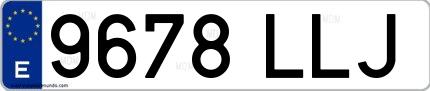 Ejemplo de matrícula española 9678 LLJ