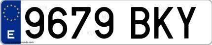 Ejemplo de matrícula española 9679 BKY