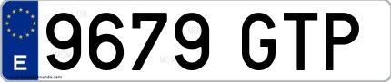 Ejemplo de matrícula española 9679 GTP