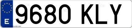 Ejemplo de matrícula española 9680 KLY