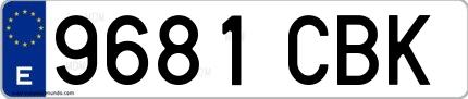 Ejemplo de matrícula española 9681 CBK