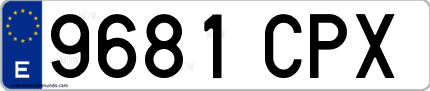 Ejemplo de matrícula de coche ordinaria 9681 CPX
