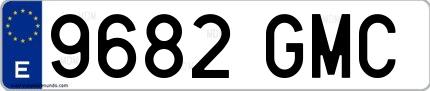 Ejemplo de matrícula española 9682 GMC