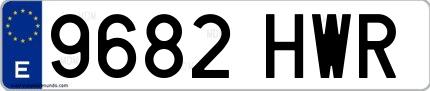 Ejemplo de matrícula española 9682 HWR