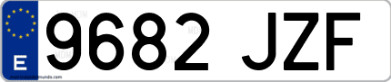 Ejemplo de matrícula de coche ordinaria 9682 JZF