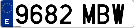Ejemplo de matrícula de coche ordinaria 9682 MBW