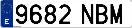 Ejemplo de matrícula española 9682 NBM