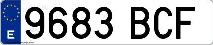 Ejemplo de matrícula española 9683 BCF