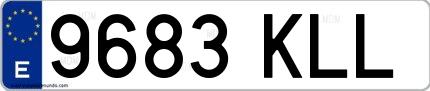 Ejemplo de matrícula española 9683 KLL
