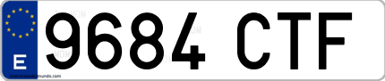 Ejemplo de matrícula de coche ordinaria 9684 CTF