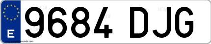 Ejemplo de matrícula española 9684 DJG