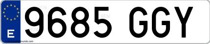 Ejemplo de matrícula española 9685 GGY