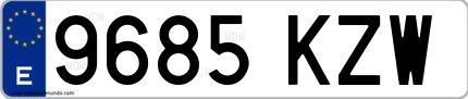 Ejemplo de matrícula española 9685 KZW
