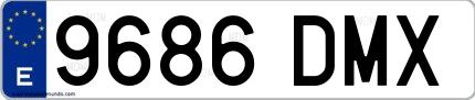 Ejemplo de matrícula española 9686 DMX