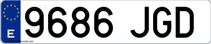 Ejemplo de matrícula de coche ordinaria 9686 JGD