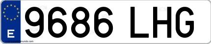 Ejemplo de matrícula española 9686 LHG