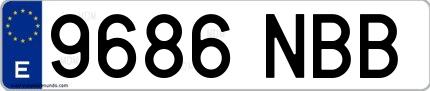 Ejemplo de matrícula española 9686 NBB